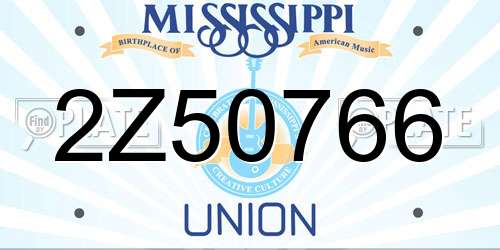 2Z50766 Mississippi License Plate