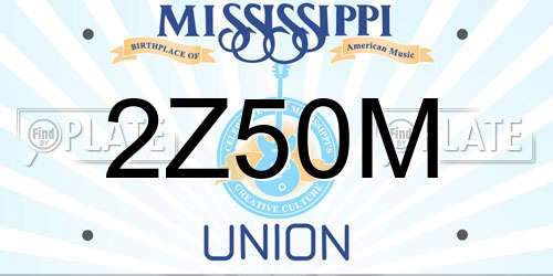 2Z50M Mississippi License Plate