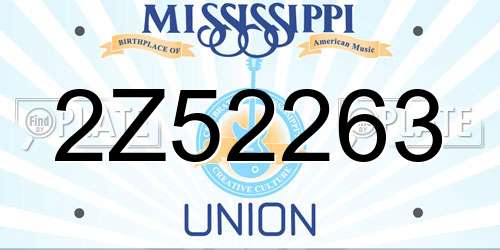2Z52263 Mississippi License Plate