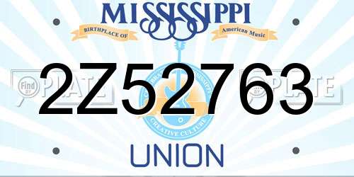2Z52763 Mississippi License Plate