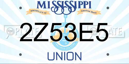 2Z53E5 Mississippi License Plate