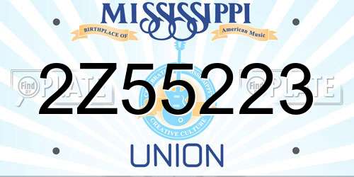2Z55223 Mississippi License Plate