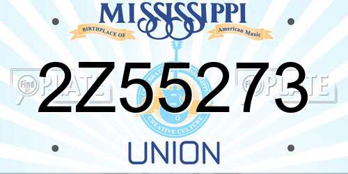 2Z55273 Mississippi License Plate