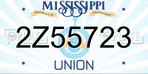 2Z55723 Mississippi License Plate