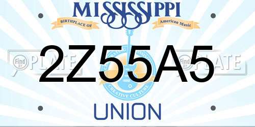 2Z55A5 Mississippi License Plate