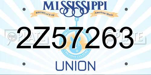 2Z57263 Mississippi License Plate