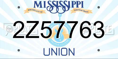 2Z57763 Mississippi License Plate