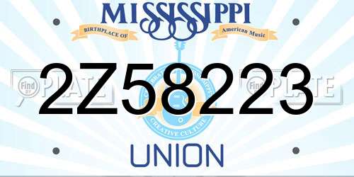 2Z58223 Mississippi License Plate