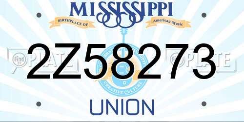 2Z58273 Mississippi License Plate