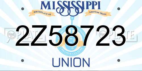 2Z58723 Mississippi License Plate