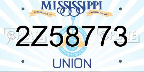 2Z58773 Mississippi License Plate