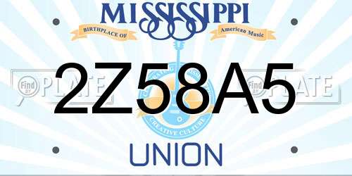 2Z58A5 Mississippi License Plate