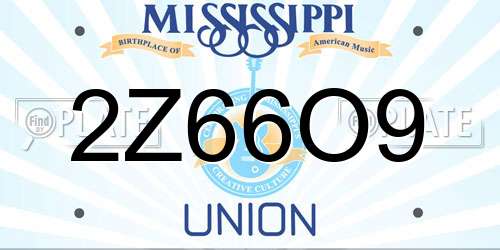 2Z66O9 Mississippi License Plate