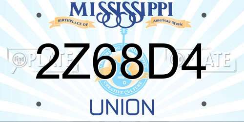 2Z68D4 Mississippi License Plate