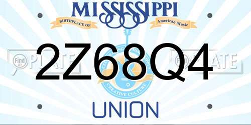 2Z68Q4 Mississippi License Plate