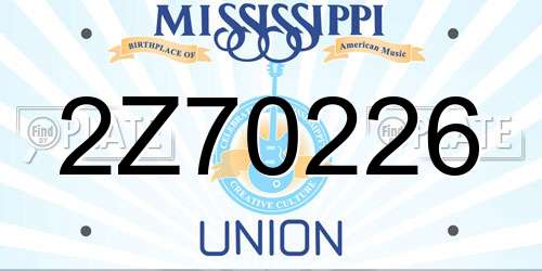2Z70226 Mississippi License Plate