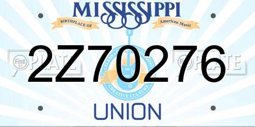 2Z70276 Mississippi License Plate