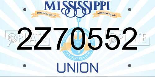 2Z70552 Mississippi License Plate