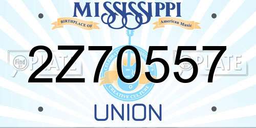 2Z70557 Mississippi License Plate
