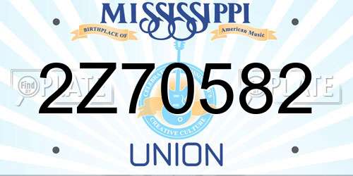 2Z70582 Mississippi License Plate