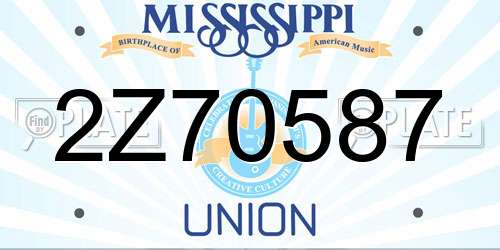 2Z70587 Mississippi License Plate