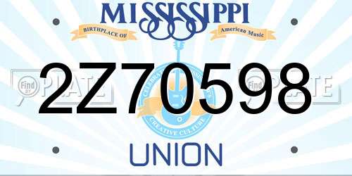 2Z70598 Mississippi License Plate