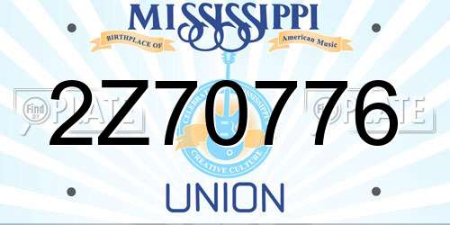 2Z70776 Mississippi License Plate