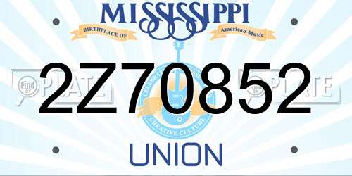 2Z70852 Mississippi License Plate