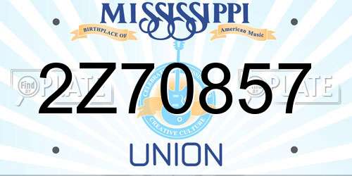 2Z70857 Mississippi License Plate