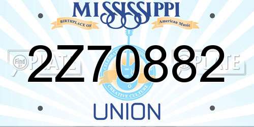 2Z70882 Mississippi License Plate