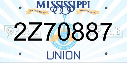 2Z70887 Mississippi License Plate