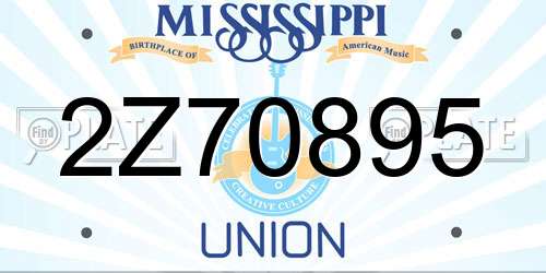 2Z70895 Mississippi License Plate