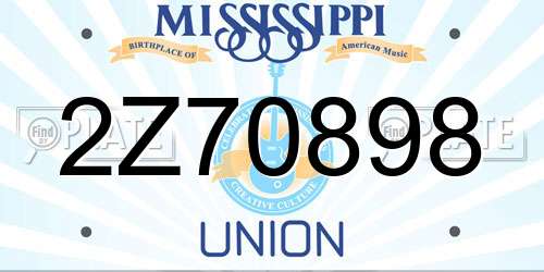 2Z70898 Mississippi License Plate