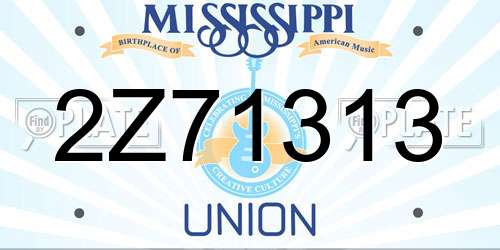 2Z71313 Mississippi License Plate