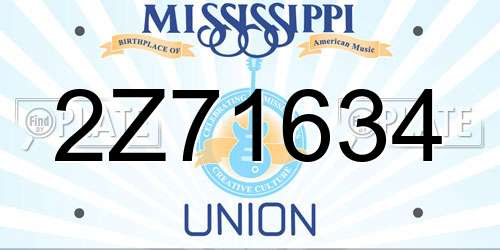 2Z71634 Mississippi License Plate