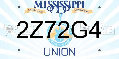 2Z72G4 Mississippi License Plate
