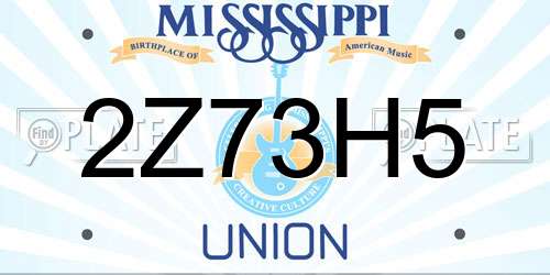 2Z73H5 Mississippi License Plate