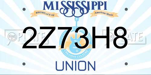 2Z73H8 Mississippi License Plate