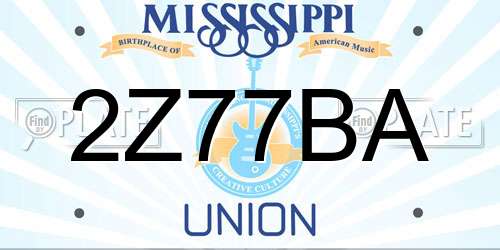 2Z77BA Mississippi License Plate