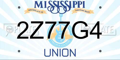 2Z77G4 Mississippi License Plate