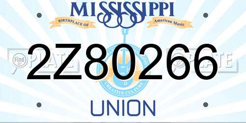 2Z80266 Mississippi License Plate