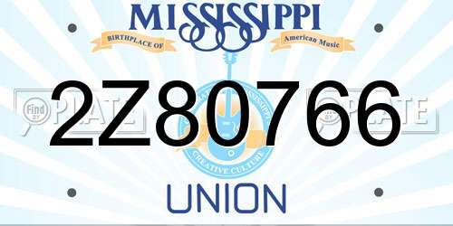 2Z80766 Mississippi License Plate