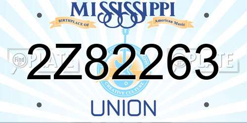 2Z82263 Mississippi License Plate