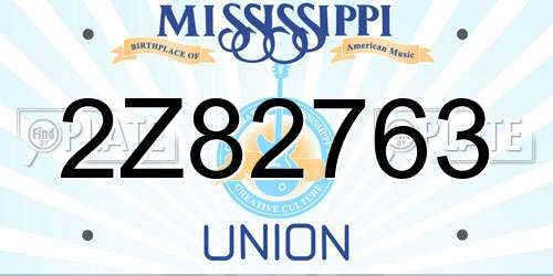 2Z82763 Mississippi License Plate