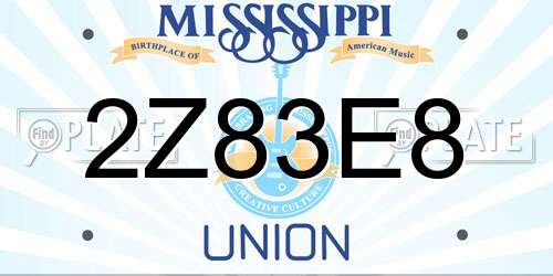 2Z83E8 Mississippi License Plate