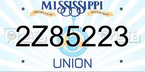 2Z85223 Mississippi License Plate