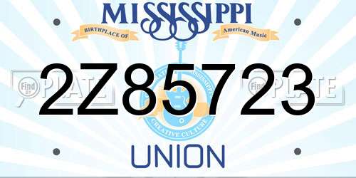 2Z85723 Mississippi License Plate