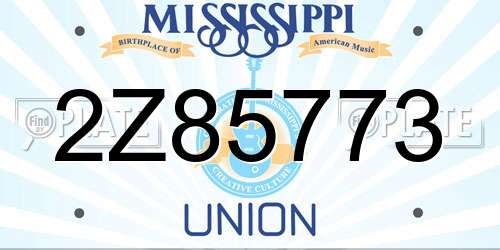 2Z85773 Mississippi License Plate