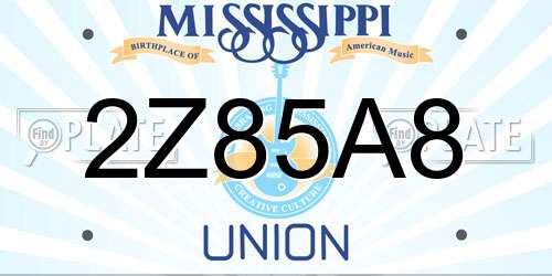 2Z85A8 Mississippi License Plate