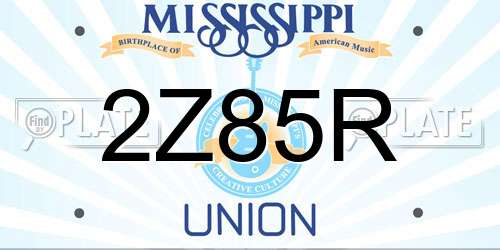 2Z85R Mississippi License Plate